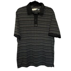 Oakley Polo Collar Striped Golf Black Gray Size L